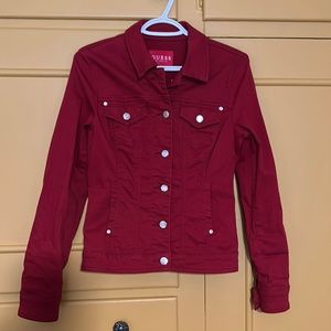 Red Denim Jacket by Guess. Size S. EUC